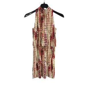White House Black Market Sleeveless Blouson Dress XS Multicolor Geometric Print